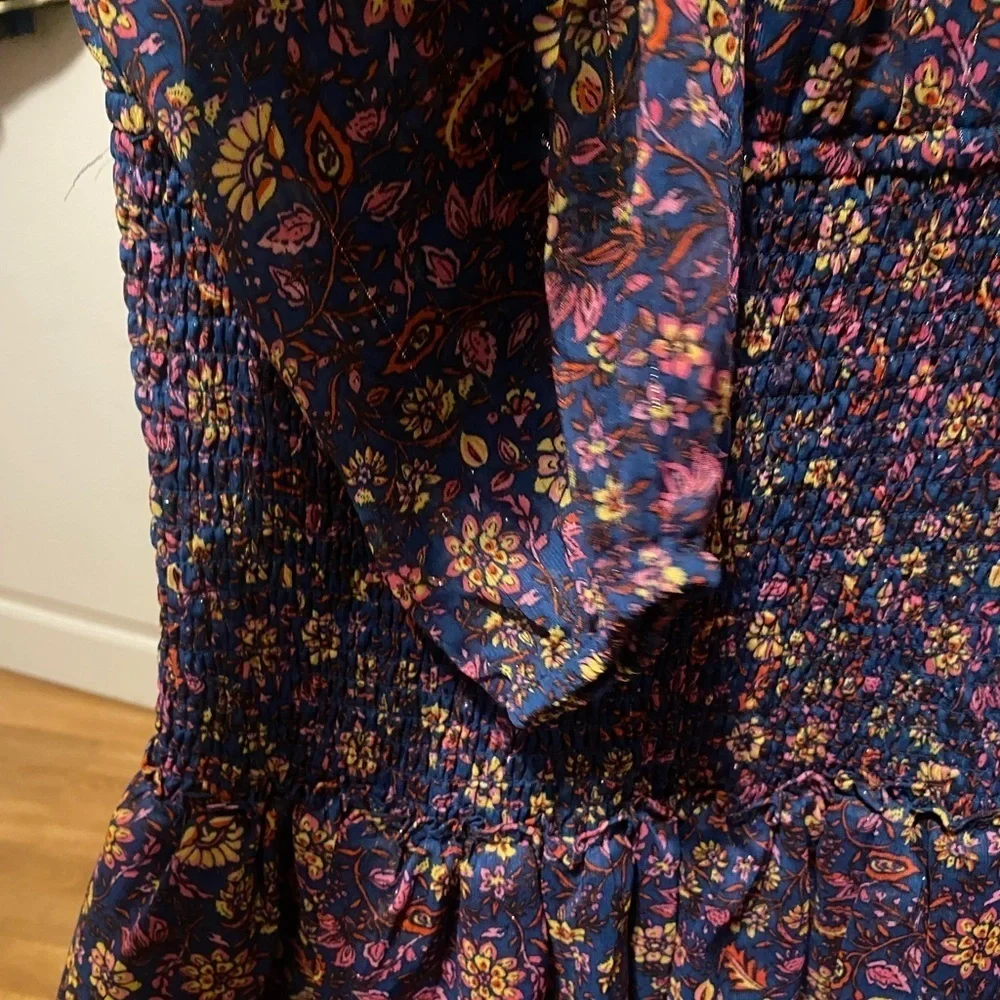Pre-Owned Aqua Girls Size XL Long Sleeve Floral Print Multicolor Dress